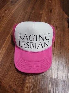 Raging Lesbian Otto Snapback Mesh Foam Trucker Hat Cap Pink/White - Bild 1 von 9