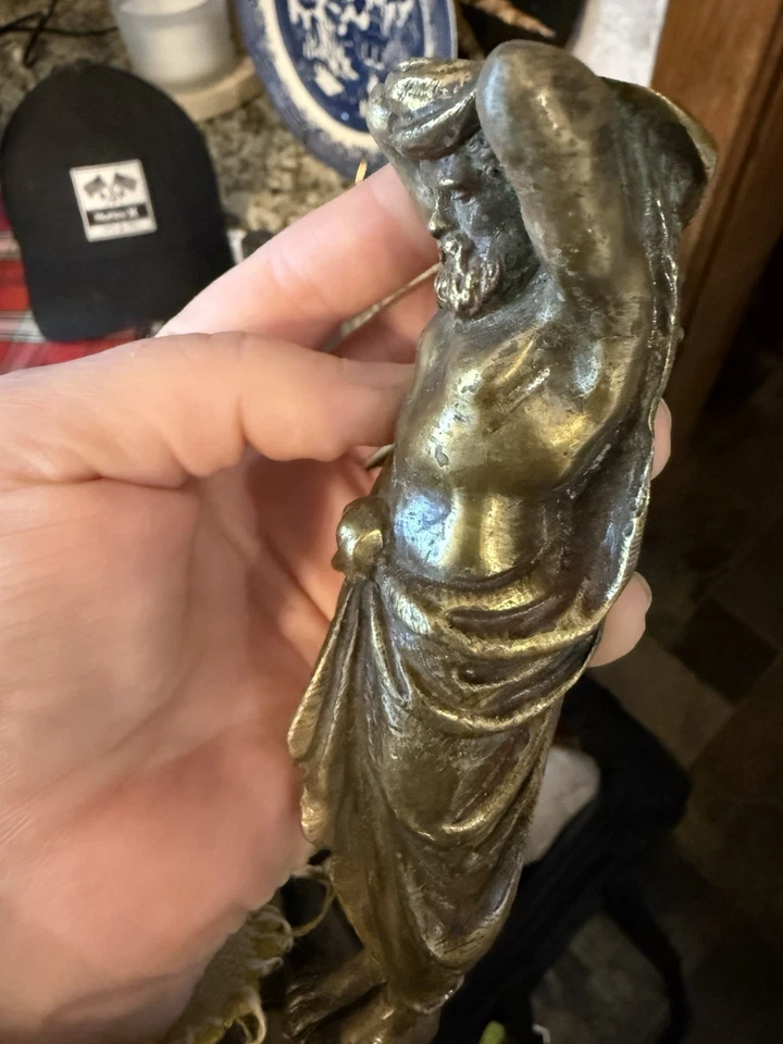 "Antiguo elemento de llamador de puerta con figura arquitectónica de bronce Atlas Man 7,5"" raro" Foto 1 de 4