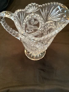 Hofbauer The Byrdes Collection 32oz. Footed 9.25” Crystal Cut Etched Pitcher - Picture 1 of 4