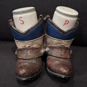 Western Cowboy Boots Salt & Pepper Shakers – 3” Ceramic Set Rustic Decor - Picture 1 of 7