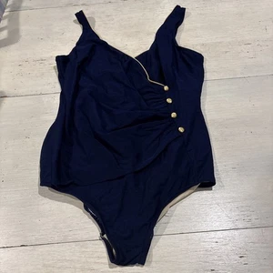Robby Len Swim Fashions Badeanzug Damen 24W Navy Blau Einteiler Schlankmacher Vintage - Bild 1 von 16