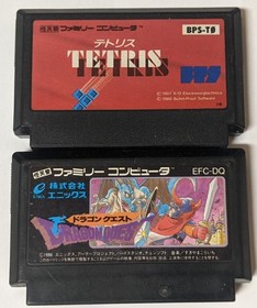 Nintendo Famicom Lot of 2 - Tetris & Dragon Quest I - DZcx90