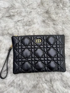 CHRISTIAN DIOR Large Caro Pouch Kalbsleder Tasche | Schwarz | UVP 1100£ CD - Bild 1 von 15
