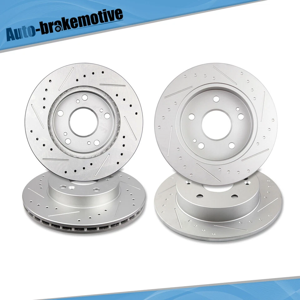 Front & Rear Drill Slot Brake Discs Rotors Kit For 2006-09 2010 2011 Honda Civic - Image 1 of 4