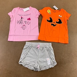 Toddler Girl 5T OshKosh Pink Place Orange Tees Jumping Beans Gray Shorts Set NWT - Picture 1 of 12