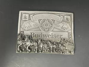 Vintage Budweiser Bier Gürtelschnalle T-169 Clydesdale Pferde Made in USA Anheuser - Bild 1 von 11