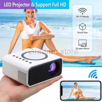 Portable Projector 1080P LED Mini Home Cinema Movie Theater Projector Multimedia - Image 1 of 4