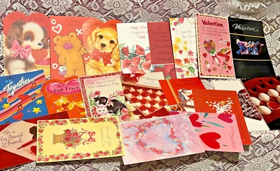 Lote de 20 tarjetas de felicitación de San Valentín, vintage NOS sin sobres EE. UU. Foto 1 de 4