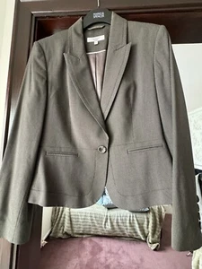 Next Brown Pinstriped Skirt Suit Size 16 Petite - Picture 1 of 12
