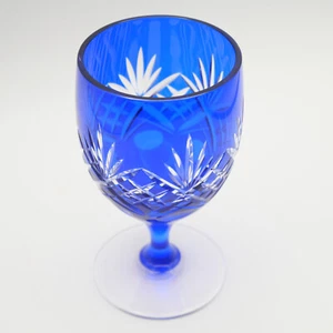 Edo kiriko glass Ultramarine H10cm φ5.3cm Retro Wine Crystal Made in Japan - Bild 1 von 6