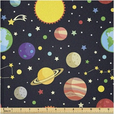 Tela tejida elástica a lunares galácticos - 2 yardas, amarillo negro Foto 1 de 4