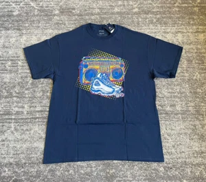 Fila Mens XL Graphic Tee Shirt Navy Blue Boom Box Short Sleeve NWT P4 - Picture 1 of 7