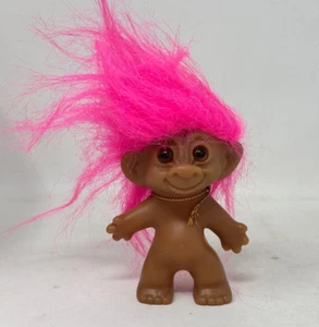 Vintage Troll Doll Uneeda Wishnik Pink Hair Double Horseshoe - Imagen 1 de 6