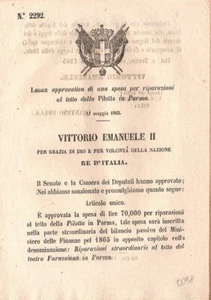 LD0038 Regi Decreti: riparaz.tetto della Pilotta in Parma 1865 - Imagen 1 de 1