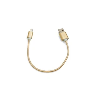 System-S Micro USB Cable To USB A 2.0 Plaited Nylon Coating Gold - Zdjęcie 1 z 3