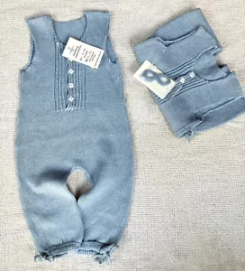 40% Cashmere /60% Linen Knit Baby Romper/Overall/Coverall 6-9M NWT - Picture 1 of 7