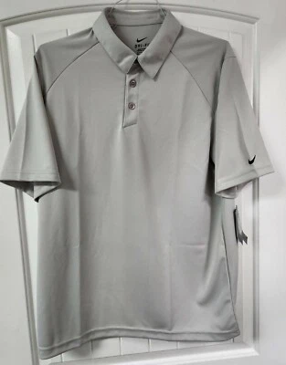 Polo Nike Dri-Fit plateado mediano para hombre NUEVO Foto 1 de 4