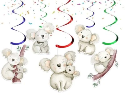 Paquete de 10 PIEZAS Serpentinas Koala - Lindas Decoraciones Colgantes de Animales Australianos para... Foto 1 de 4
