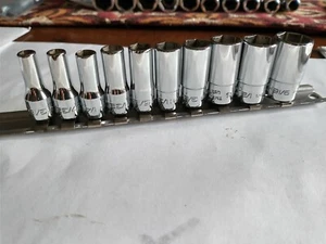 Snap-on Tools NEW 10pc 1/4" Drive SAE Semi-Deep 6pt Chrome Socket Set 110TMSY - Picture 1 of 16