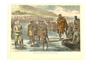 Grabado en madera alrededor de 1880, muestra probablemente escena de la guerra zulú 1879, Anthony Durnford - Imagen 1 de 5