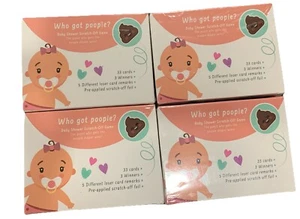 4x Who Got Poopie Girl Baby Shower Game Ice Breaker Scratch Off Game - Picture 1 of 2