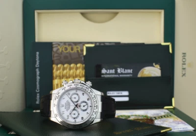 ROLEX 18kt White Gold DAYTONA White Arabic Dial Black Strap 116519 - SANT BLANC - Image 1 of 4