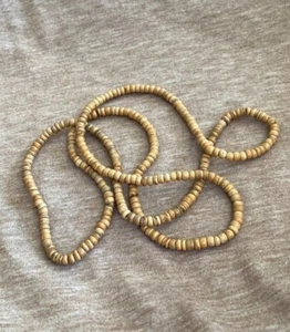 Light Brown Wood Beaded Necklace C62-5 - Picture 1 of 2