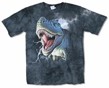 The Mountain TREX w/ Lightning Youth Small Gray Tie Dye T-Shirt NEW. OFFICIAL