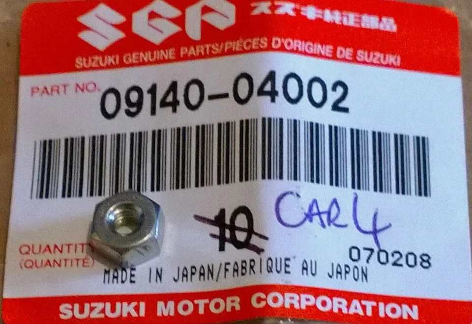 Tuerca de bloqueo de varilla de bomba de aceite para hervidor Suzuki 1972-77 GT-750 09140-04002 NUEVO OEM CANTIDAD 6 Foto 1 de 1