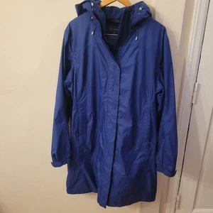 L.L. Bean Women's Long Softshell Jacket Warm Fleece Lined Rain Coat Blue XL-NWOT - Picture 1 of 22
