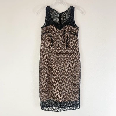 Ann Taylor Petites Dress Womens 0P Sheath Crochet Lace Overlay Black Nude New - Image 1 of 4