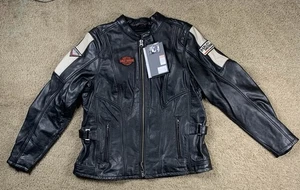 Harley Davidson Womens XL Black Enduro Leather Riding Zip Up Biker Jacket - Picture 1 of 14
