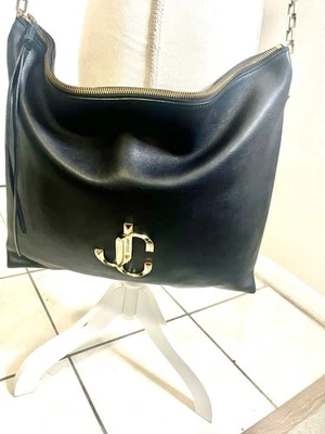 Jimmy Choo Varenne Calf Leather Crossbody Bag Black Gold Hardware - Image 1 of 4