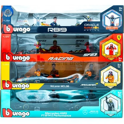 Bburago Formula One F1 Racing 1:24 Scale Race Cars and Driver Figurines 2-Pack - Image 1 of 2