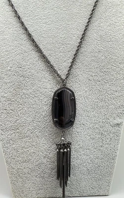 "Collar colgante Kendra Scott Rayne bronce negro bandas ágata 30""-32""" Foto 1 de 4