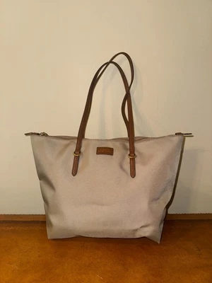 Ralph Lauren Oxford Nylon Tote Tan Beige Neutral Logo Lightweight Preppy Bag - Image 1 of 4
