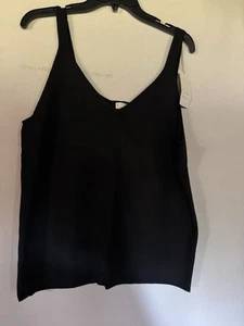 New A New Day Tank Top Womens 1X Black Ribbed Knit Sleeveless Casual Top - Picture 1 of 5