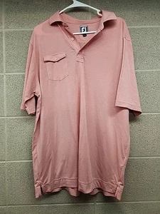 FootJoy Men's Large Short Sleeve Polo Shirt Polyester Spandex FJ Coral Pink GOLF - Picture 1 of 9