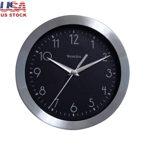 Orologio da parete analogico interno 9 pollici rotondo metallo nero facile lettura a batteria nuovo - Foto 1 di 3