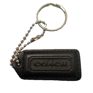 COACH Black Leather Keychain NICE! 2” Designer Bag Charm Purse Handbag Backpack - Picture 1 of 7