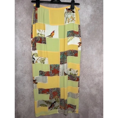 Maxi Falda De Colección Años 90 Doncaster Mujer Retazos 100% Seda Floral Pájaro Talla 8 Foto 1 de 4