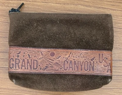 Monedero de colección Grand Canyon EE. UU. Gamuza Cuero Touled Souvenir Bolsa Monedero con Cremallera Foto 1 de 4