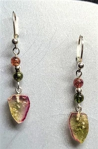 Sterling Silver Watermelon Tourmaline Earrings - Picture 1 of 7