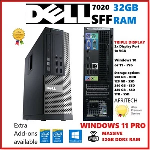 Windows 11 Pro -DELL OPTIPLEX 7020 Intel i7 2TB SSD 32GB RAM Desktop PC SFF WIFI - Picture 1 of 7