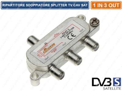 RIPARTITORE SPLITTER  SEGNALE TV SATELLITARE 8 db 1 INGRESSO 3 USCITE - Immagine 1 di 2