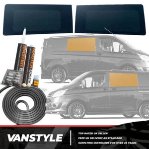 FOR FORD TRANSIT CUSTOM 12>18 SIDE LH + RH FIXED WINDOW DARK GLASS + BOND + TRIM - Picture 1 of 12