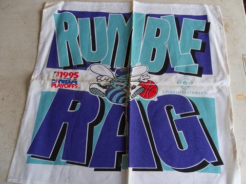 NBA Playoffs 1995 Charlotte Hornets Rumble Rag White Real Purple Hugo 18"X18" Cover