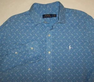 NWT Ralph Lauren HARBOR ISLAND BLUE/WHITE ANCHORS LINEN Shirt Men's L Polo Pony - Picture 1 of 3