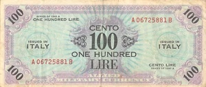 Italy 100 Lire Series of 1943 A Block A - B WW II Circulated Banknote AAM - Picture 1 of 2