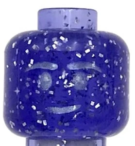 Lego New Glitter Trans-Purple Minifigure Head Metallic Light Blue Eyebrows Part - Picture 1 of 1